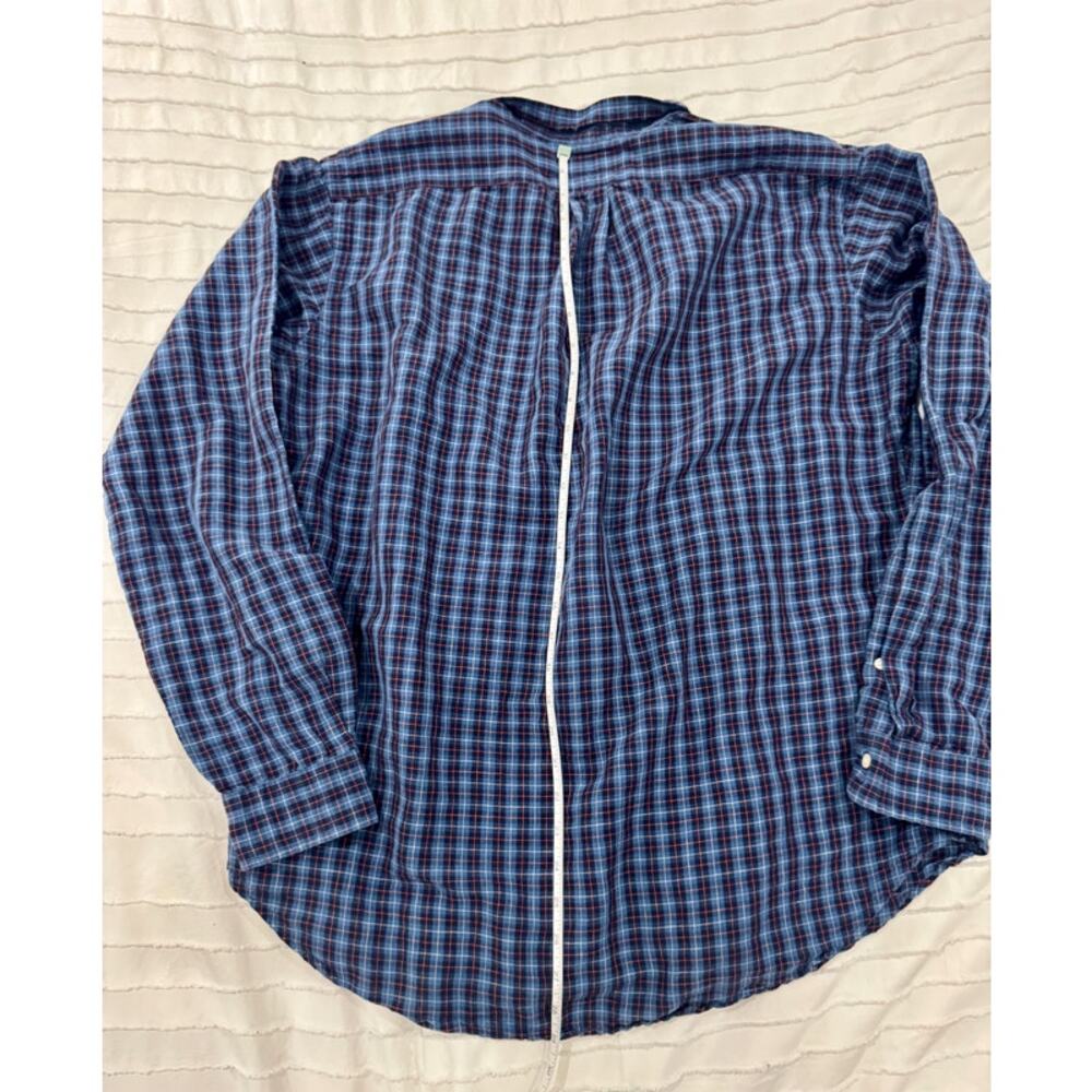 Ralph Lauren Classic Fit Blue Plaid Cotton Button Down Shirt Men's Large Preppy - Picture 8 of 16
